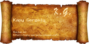 Kapy Gergely névjegykártya